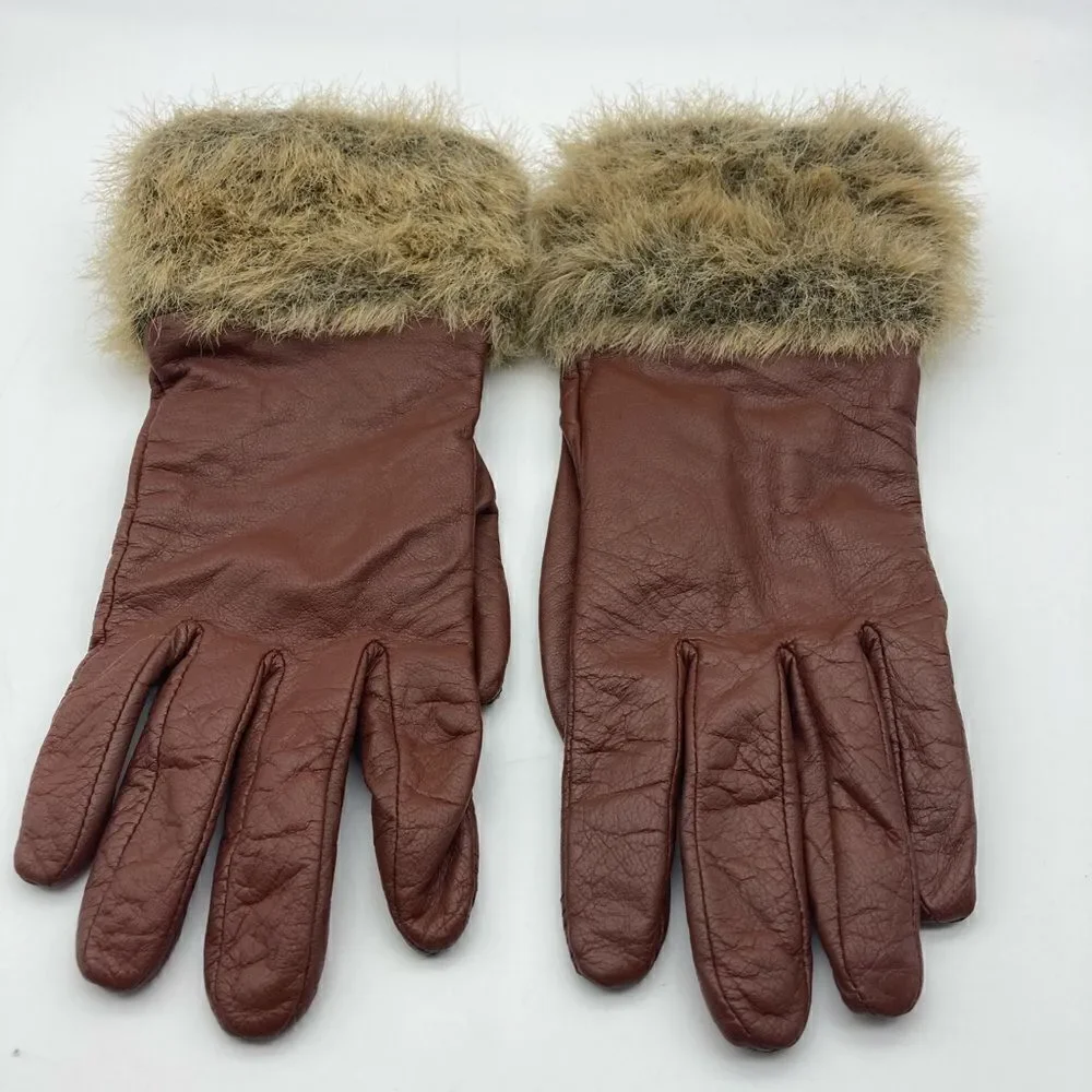 Vintage Merona Leather Gloves Size LG Cognac Color
